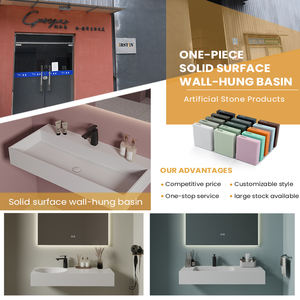 Lavabo mural en pierre artificielle <span class=keywords><strong>d</strong></span>'<span class=keywords><strong>angle</strong></span> de toilette rectangulaire au design moderne <span class=keywords><strong>pour</strong></span> salle de bain évier suspendu au mur à surface solide - Product Image 4