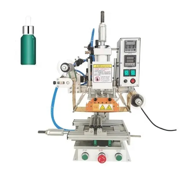 자동 핫 포일 스탬핑 인쇄 기계 화장품 병 향수 항아리 펜 연필 유리 병 라운드 병 로고 캡
