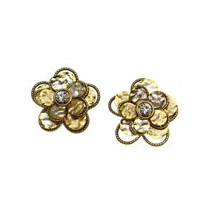 Pendientes de Moda con Diseño de Flor en Acero Inoxidable 316L con Baño de Oro PVD y Cristal en el Centro para Mujer - Product Image 1