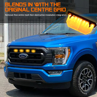 TGZ Ambre Rigide LED Grille Marqueur Barre Lumineuse 4 en 1 Avertissement DRL Accessoire ABS Logement pour Ford F150XL T Mooels 2021-2022