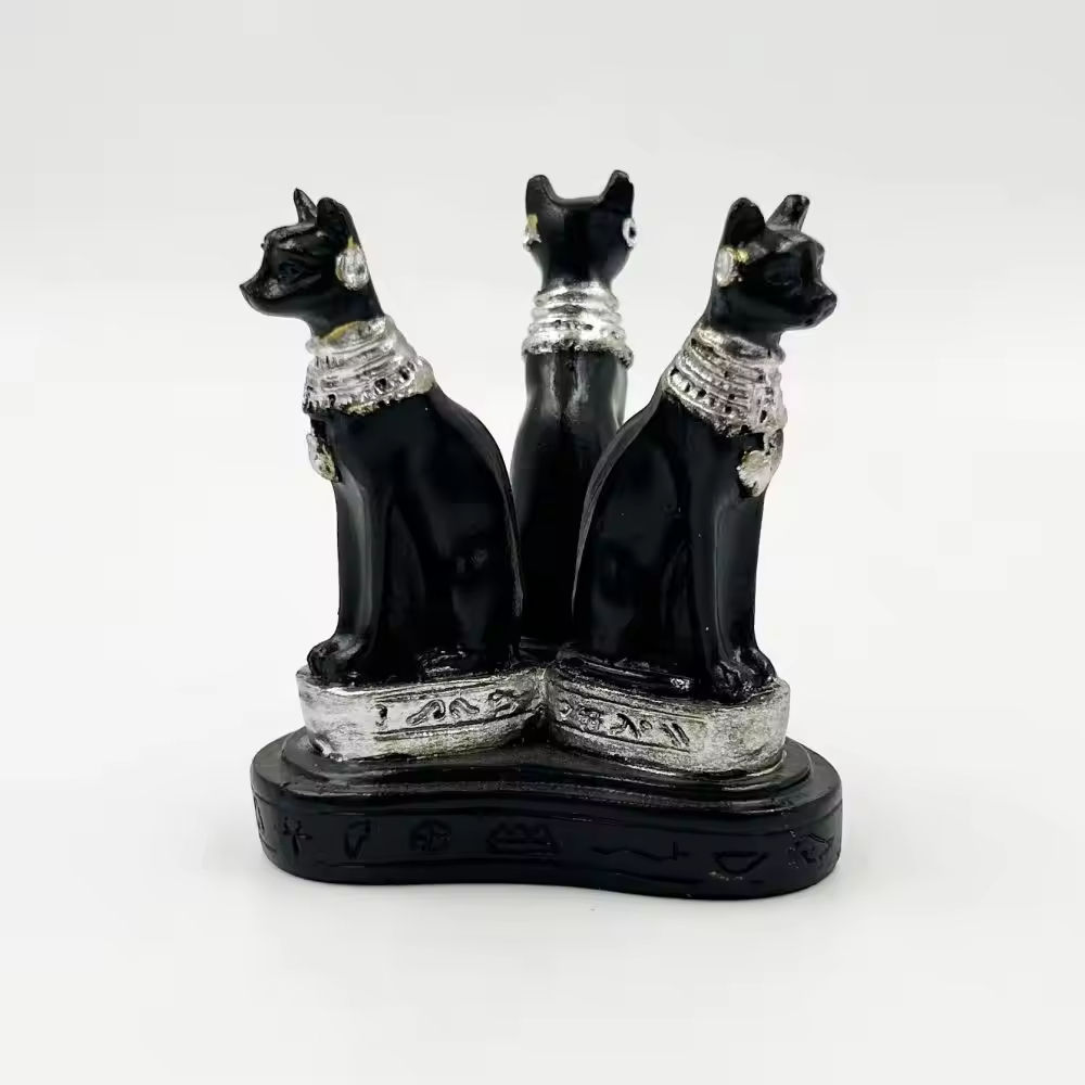 Ornements de chat égyptien argentés