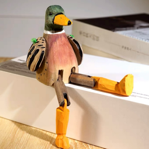 Chân Dài Vịt Làm Bằng Tay Khắc Gỗ Đồ Trang Trí Nhỏ Khắc Gỗ Vui Vẻ Quirky Văn Phòng Máy Tính Để Bàn Trang Trí Quà Tặng - Product Image 4