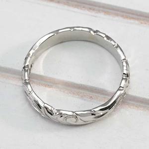 Anillo de Boda Clásico Unisex de Plata 925 con Diseño Floral F531 - Product Image 3