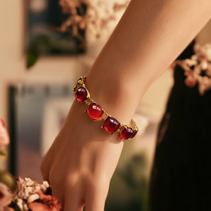 <b>Red</b> Crystal Gold Plated Stainless Steel <b>Bracelet</b> For Women Fashion Jewelry - Product Image 3