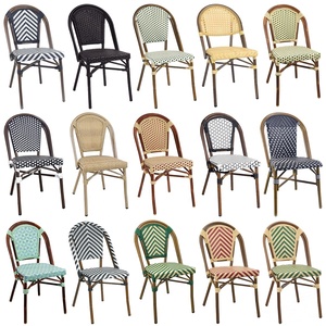 كراسي حديقة للفيلا بتصميم فرنسي من الألومنيوم والراتان الصناعي قابلة للتكديس مناسبة للمطاعم والمقاهي العصرية في الهواء الطلق وحاصلة على شهادة BSCI - Product Image 1