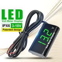 Voltmeter Tampilan Digital Tiga Angka LED 0.56 Inci DC 3-18V Dua Kabel IPX6 Tahan Air untuk Mobil, Sepeda, Motor