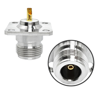 Connecteur coaxial RF N femelle 25x25mm à 4 trous, avec bride de montage sur panneau et borne à coupelle à souder