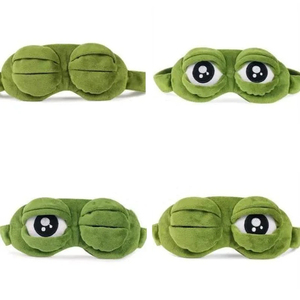 Masque pour les yeux amusant et créatif en forme de grenouille, masque facial 3D en forme de dessin animé, doux, en peluche, pour dormir, vert, cadeaux d'animation pour amis - Product Image 4