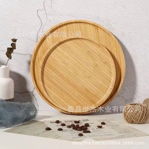 Plateau rond en bois Mu Yujia 30 cm, plateau de service en bois massif pour le thé et les collations, usage domestique et hôtelier - Product Image 4