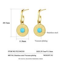 Boucles d'oreilles longues vintage en acier inoxydable SP-LAM Boho pour femmes, avec pierre naturelle turquoise