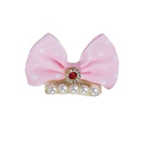 Nouvelle pince à cheveux pour chien style princesse à pois en tissu non tissé avec nœud en strass pour Yorkshire Terrier/Maltese, chats et chiens, toutes saisons
