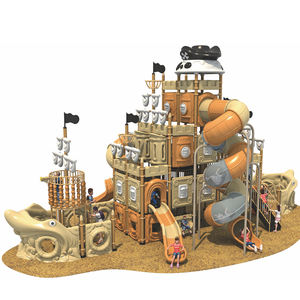 Новые многофункциональные комбинированные горки из стали и пластика серии «Пиратский корабль» на заказ от производителя для больших общественных школ - Product Image 1