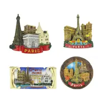 रचनात्मक पेरिस पर्यटक स्मृति चिन्ह व्यक्तिगत कस्टम रेफ्रिजरेटर के साथ सजाया राल शिल्प फ्रिज मैग्नेट