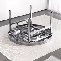 Table de restaurant pliable en acier inoxydable et fer industriel moderne, plateau en cuir, écologique, durable, mobilier commercial