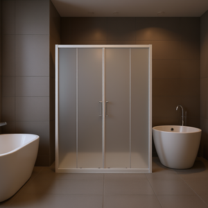 Porta Doccia Scorrevole Doppia Semi-Incassata 57.8-59 L x 70 A, Vetro Temperato Trasparente 6mm, Design Minimalista Impermeabile - Product Image 2