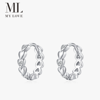 Boucles d'oreilles créoles Mylove personnalisées en argent sterling 925 plaqué rhodium avec micro-pavé de zircone cubique, motif cœur entrelacé, style éternité, vente en gros