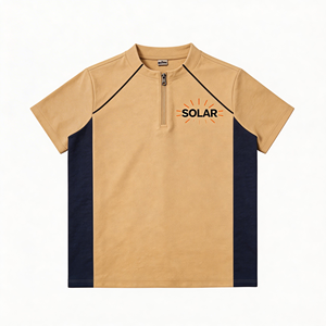 T-shirt à col montant, blocs de couleur personnalisables sur l'avant et les bords, vente en gros, très demandé - Product Image 1