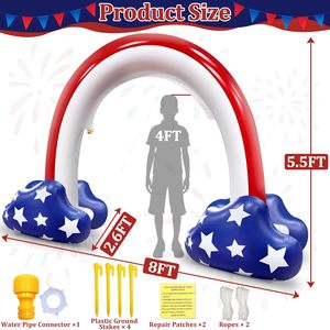 Arroseur pour enfants 8ft x 5.5ft, jouet aquatique extérieur pour le 250e anniversaire, jeux d'eau pour fêtes d'été en jardin, fête de l'Indépendance, pour adultes et enfants - Product Image 2