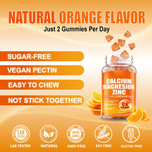 Bonbons gélifiés au complexe de citrate de calcium avec glycinate de magnésium, zinc et ashwagandha, saveur orange, pour l'énergie quotidienne des adultes - Product Image 6