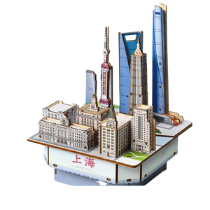 Caja de Música de Madera DIY con Diseño del Horizonte de Shanghái, Rompecabezas 3D de la Torre de la Perla Oriental, Juguete Educativo Creativo de Ensamblaje Coleccionable - Product Image 1