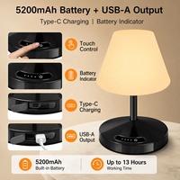 Lampe de table LED sans fil rechargeable noire flexible, étanche, tactile et à intensité variable pour extérieur, restaurant, bar, bureau - Vente en gros