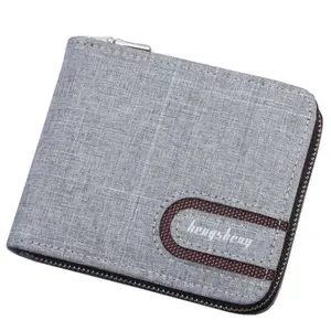 Yeni kısa erkek tuval cüzdan erkek cep çanta sikke para fermuar cüzdan Mini kart tutucu küçük çanta