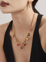 Collier tendance pour femme en acier inoxydable plaqué or 18 carats, personnalisable, polyvalent, avec breloques cerises en zircon cubique, chaîne de clavicule
