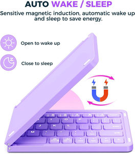 Teclado ultra Compacto Plegable Foldable Folding Wireless Portable Bluetooth Keyboard With <b>Stand</b> Holder for Travel - Product Image 3