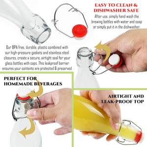 2023 superventas 250g venta al por mayor precio barato redondo Swing Top Easy Cap botellas de cerveza de vidrio transparente - Product Image 5