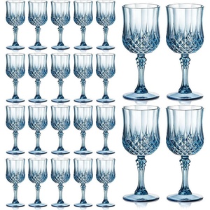 Copas de Vino de Plástico Vintage Azules, Cristalería Retro Transparente, Artículos para Fiestas y Eventos Grandes, para Recepción de Bodas - Product Image 4