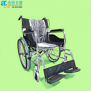 Silla Geriátrica <span class=keywords><strong>ANJIAN</strong></span> AJ-104, Silla de Ruedas Manual Portátil con Eje Doble, Diseño Plegable, Marco de Metal Ligero, Patas Ajustables - Product Image 4