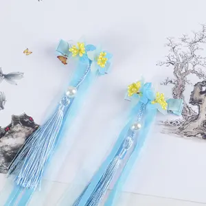 New style tassels headwear super fairy delicate and beautiful flower hair clip retro style Han Chinese clothing accessories