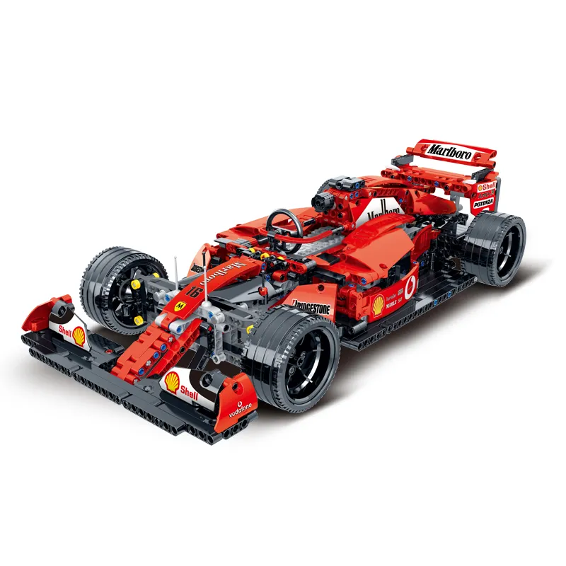 MORK 023005 1:10 Super Running Red F1 Formula R/C Technol Model Vehicle Building Block Boys Gift 1200pcs building toys