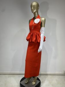 Sexy Deep V Neck Halfter Meerjungfrau Abendkleider Long Train Peplum Red Long <span class=keywords><strong>Prom</strong></span> Kleid mit 3D Flower Vestidos - Product Image 3