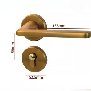 Ensemble de poignées de porte européennes en aluminium spatial avec serrure magnétique silencieuse pour chambre à coucher - Product Image 1