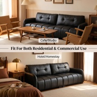 Mid-Modern Echtleder Ecksofa Vintage Abgerundete Armlehne 3-Sitzer Polstersofa für Hotel- und Villennutzung