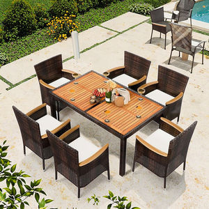 Conjunto de Comedor Moderno y Duradero para Exteriores con Sillas de Ratán Sintético, Cojines Suaves, Material de Mimbre Sintético, <span class=keywords><strong>6</strong></span> Plazas, Negro - Product Image 4