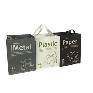 New Design Promotion Reusable Metal Plastic Paper Rubbish Sorted Waste Bin Set Pp Woven Garbage Bag