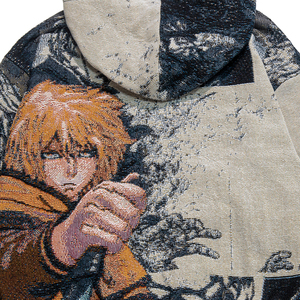Sudaderas con Capucha ODM de Otoño con Cierre de Cremallera en la Manga, Diseño de <span class=keywords><strong>Anime</strong></span> Personalizado, Tejido Jacquard de Algodón y Poliéster, MOQ Bajo - Product Image 6