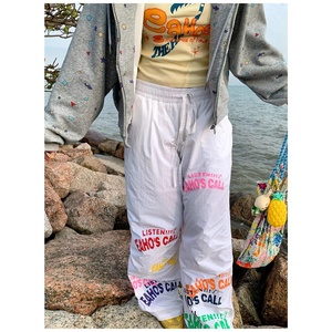 <span class=keywords><strong>Pantalon</strong></span> de survêtement décontracté d'été, style minimaliste américain, imprimé lettres, à cordon de serrage, coupe large, léger et amincissant - Product Image 5