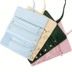 Pochette de rangement élégante en velours, porte-bijoux souple pour colliers et bagues, ornements durables avec séparateurs et fermeture éclair, idéale pour les cadeaux - Product Image 4