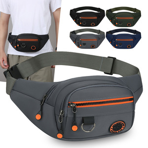 Men's Waist Bag Oxford Cloth Waterproof Large Capacity Multi Functional Everyday Use Solid Color Chest Bag Gray Military Green - Product Image 2