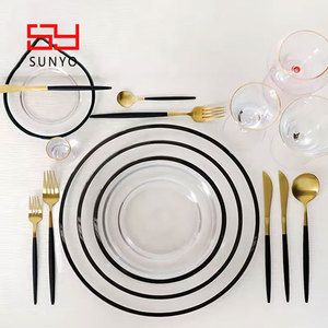 SUNYO, juego de cena de cristal dorado de lujo personalizado para decoración de boda, cargador debajo de platos de boda - Product Image 4
