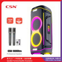 Enceinte portable CSN-ULTRAC double 10 pouces avec basses puissantes, lumière annulaire RGB, TWS et télécommande pour soirées à domicile