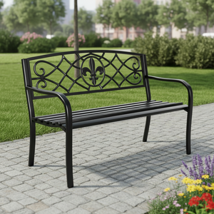 Panca <span class=keywords><strong>da</strong></span> <span class=keywords><strong>Giardino</strong></span> Lunga Nera Gotica Antifurto per Esterni con Fioriera Rialzata, Personalizzabile in <span class=keywords><strong>Dimensioni</strong></span> e Logo - Product Image 5