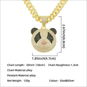 Hot Selling Hiphop Popular Design Alloy Panda <b>Head</b> Pendant Necklace Cool Punk <b>Style</b> Unisex's Necklaces Fashion Jewelry Wholesale - Product Image 4