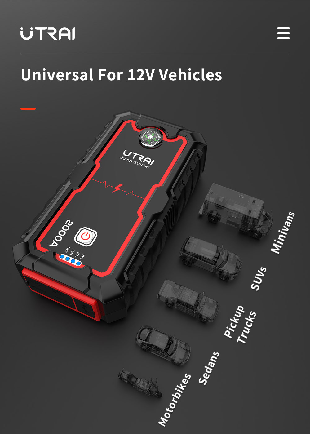 Batteristartare- Power Bank 2000A/22000 mAh