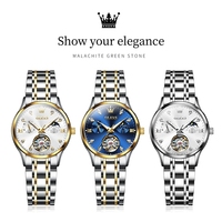 Montre automatique mécanique pour femme 6608, étanche, en acier inoxydable, lumineuse, avec calendrier squelette Hangzhou