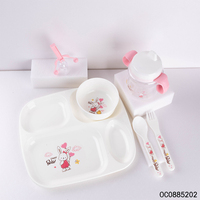 Assiettes bols cuillère fourchette tasse à boire bébé alimentation vaisselle pp plastique ensemble pour enfants avec hochet