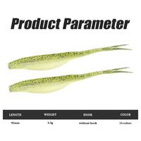 Leurre souple artificiel à queue fendue en PVC, 9 cm, 4,5 g, 10 couleurs, pour eau douce et eau salée, pour la pêche au bar, à la carpe et à la perche